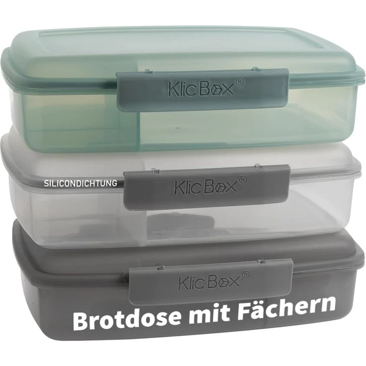 Centi Lunchbox Lunchbox mit Fächern und Clickverschluss, Kunststoff, (3er-Set) – Bild 1