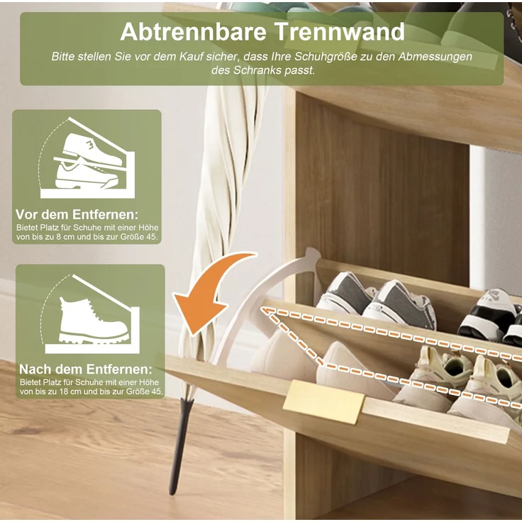 CHICFURN Schrank 130x174x30 cm mit Schuhschrank und Sitzbank – 4-tlg. Garderobenset Natur – Bild 5