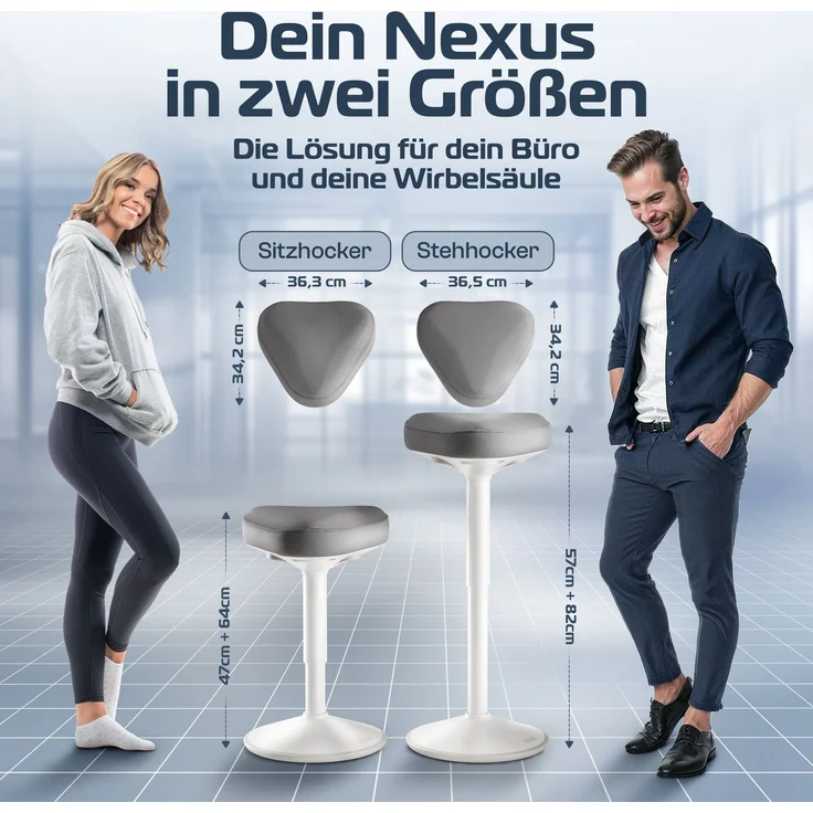 CLOUVOU Nexus, ergonomischer Sitzhocker, stufenlos höhenverstellbar, Anti-Rutsch-Standfuß, Anthrazit – Bild 2