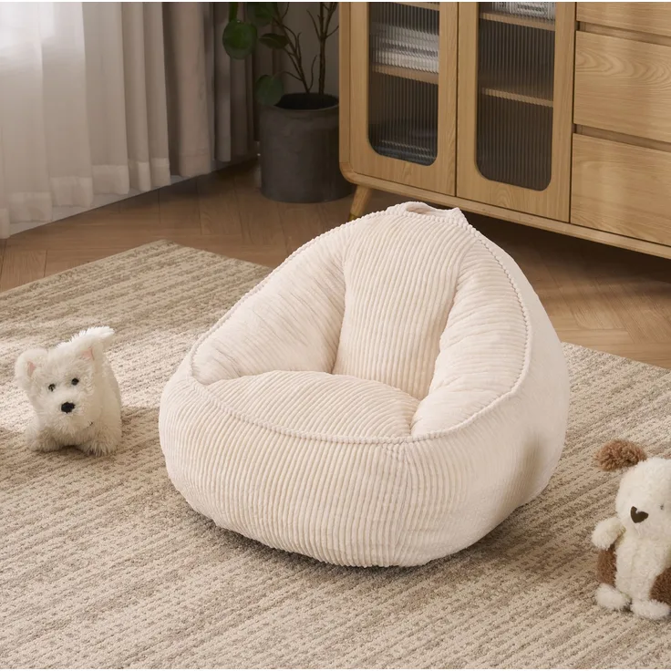 Sitzsack 69cm×72cm×51cm aus Kord in Beige – weich, ergonomisch und pflegeleicht
