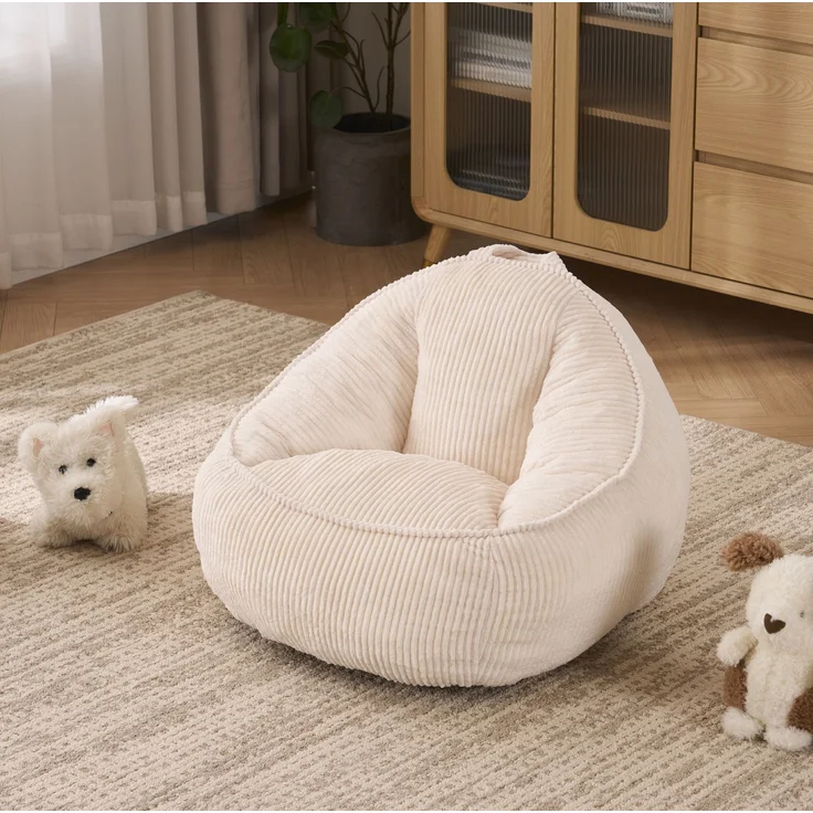 Sitzsack 69cm×72cm×51cm aus Kord in Beige – weich, ergonomisch und pflegeleicht – Bild 1