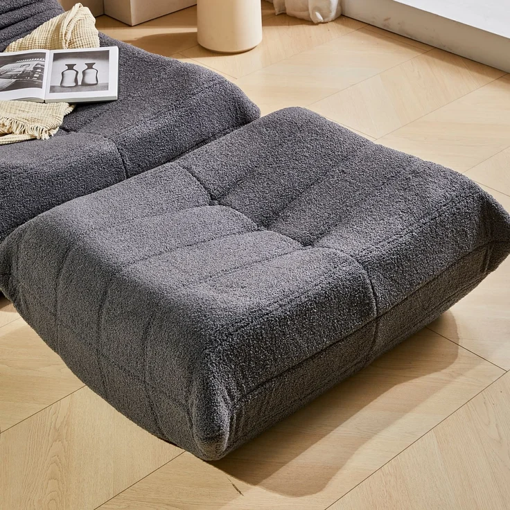 Loungesofa aus Teddy-Vlies mit hochdichter Schaumstoff-Polsterung, ergonomisch, 105x90x72 cm, Grau – Bild 7