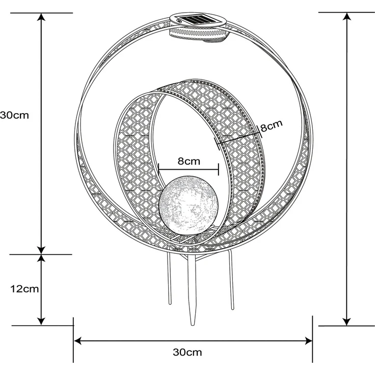 2er Set LED Solarleuchten Dekorstanzungen in Silber & Crackleglas, Höhe 42cm – Bild 3