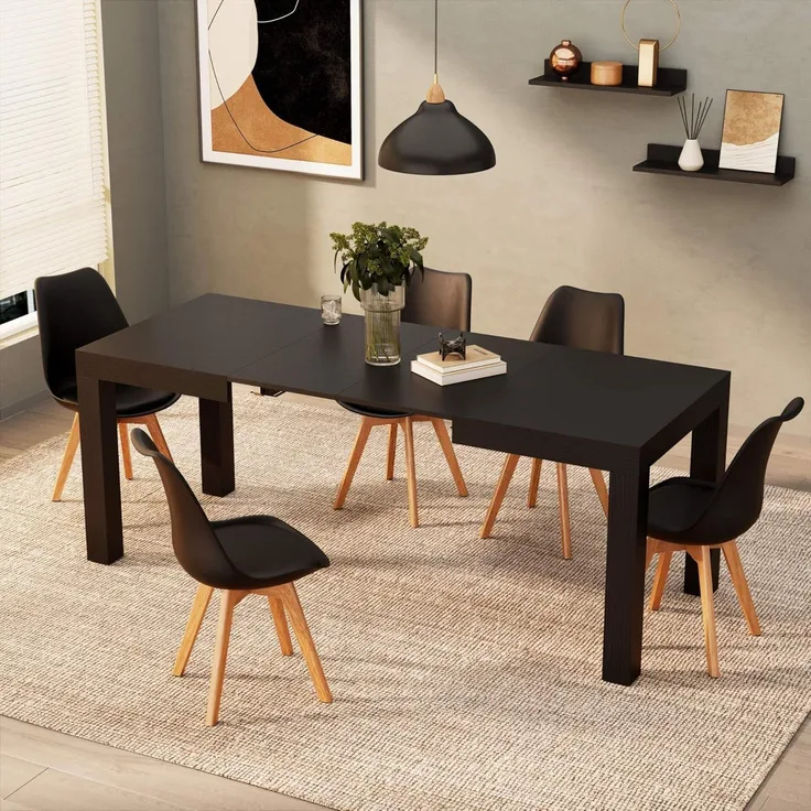 MOBILI FIVER, Ausziehtisch Küche, First, Schwarze Esche, 120 x 80 x 76 cm, Made in Italy
