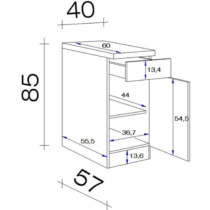 Flex-Well Unterschrank Wito (B x H x T) 40 x 85/86 x 60 cm – Bild 2