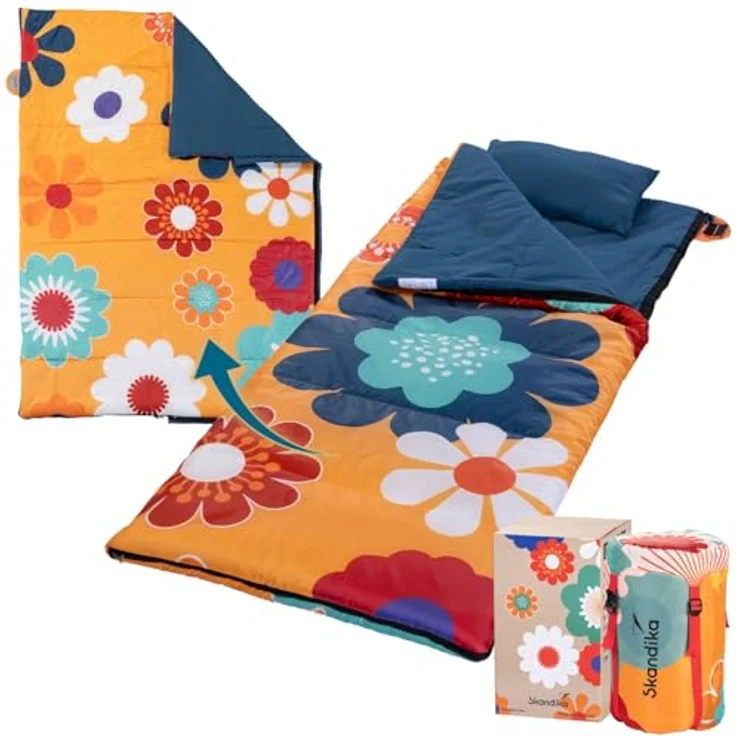 Skandika Deckenschlafsack Sovro 190 Flower, Schlafsack Outdoor für Erwachsene, 3 Jahreszeiten – Bild 2