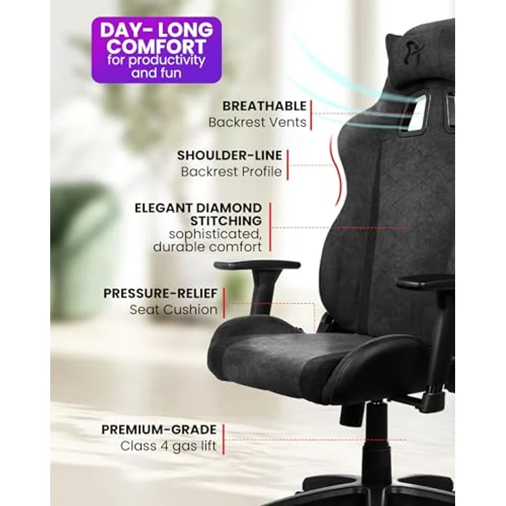 Arozzi Gaming Stuhl Avanti Dark grey SoftFabric – Bild 5