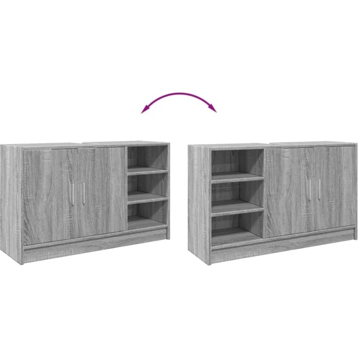 vidaXL Waschbeckenunterschrank Grau Sonoma 90x29x55 cm Holzwerkstoff 848127 – Bild 12
