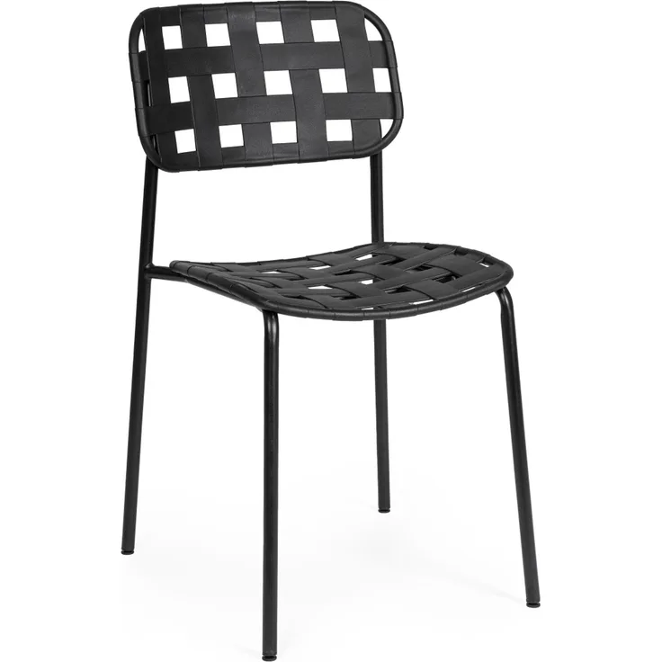 Gartenstuhl Clover 4er-Set aus Metall, modern, stapelbar, schwarz, pflegeleicht