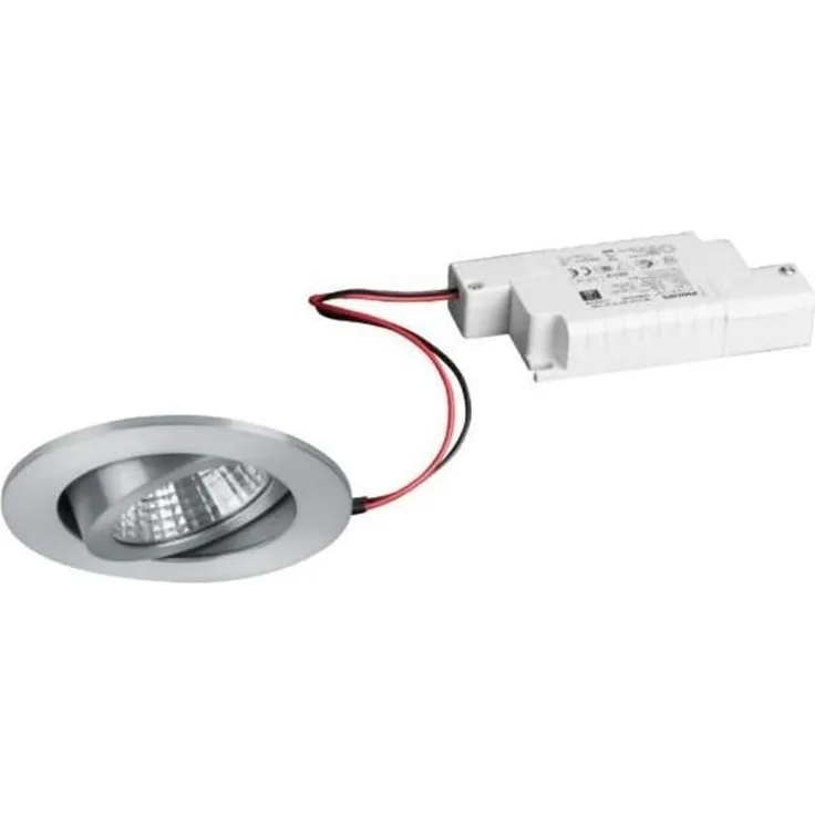 Brumberg Outdoor LED Einbaustrahler-Set inkl. Konverter, IP65, rund, 230V, 6W 3000K 650lm 38°, schwenkbar 30°, dimmbar, Alu