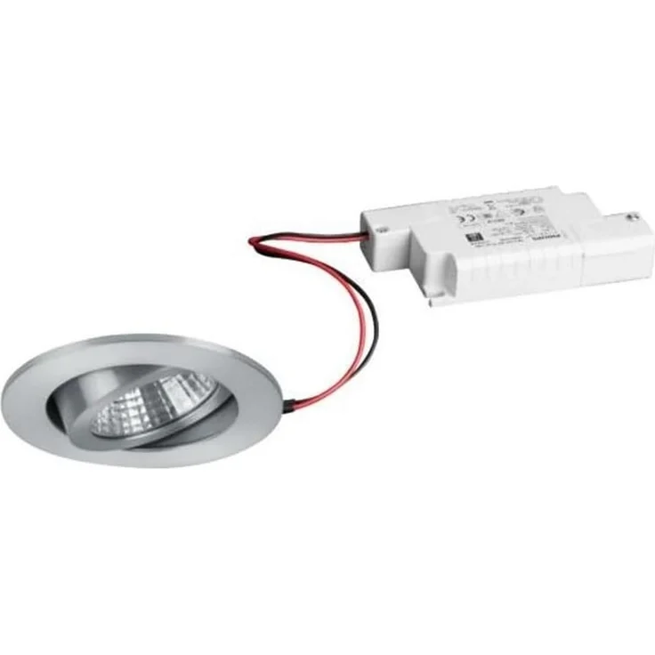 Brumberg Outdoor LED Einbaustrahler-Set inkl. Konverter, IP65, rund, 230V, 6W 3000K 650lm 38°, schwenkbar 30°, dimmbar, Alu – Bild 1