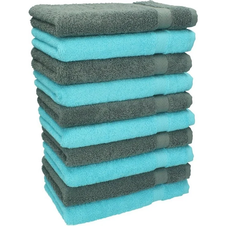 Betz Gästehandtücher 10 Stück Gästehandtücher Premium 100% Baumwolle Gästetuch-Set 30x50 cm Farbe türkis und anthrazit, 100% Baumwolle (10-St) – Bild 1