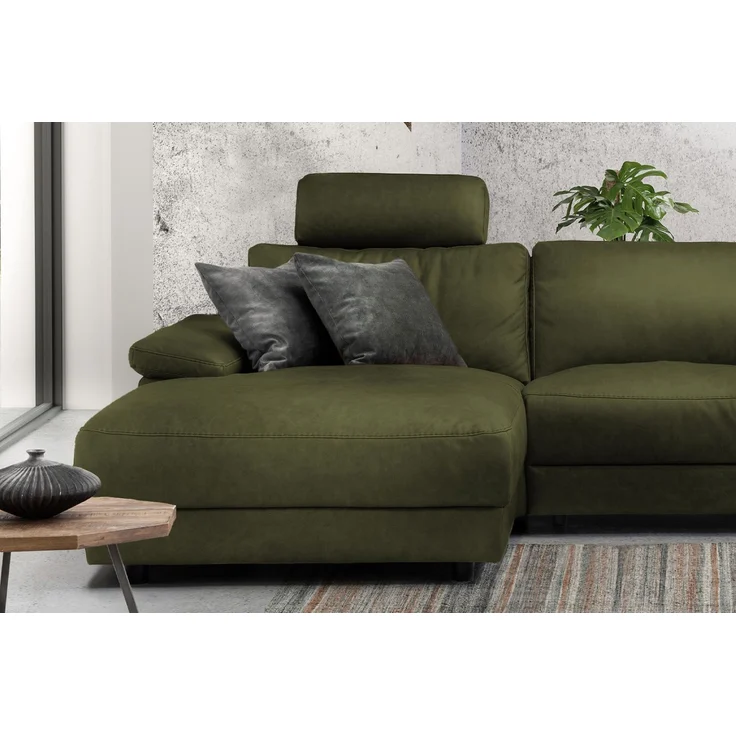 KAWOLA Sofa LOLA Ecksofa XL Stoff moosgrün mit motorischer Relaxfunktion Recamiere links 84 x 178 x 304 cm – Bild 4