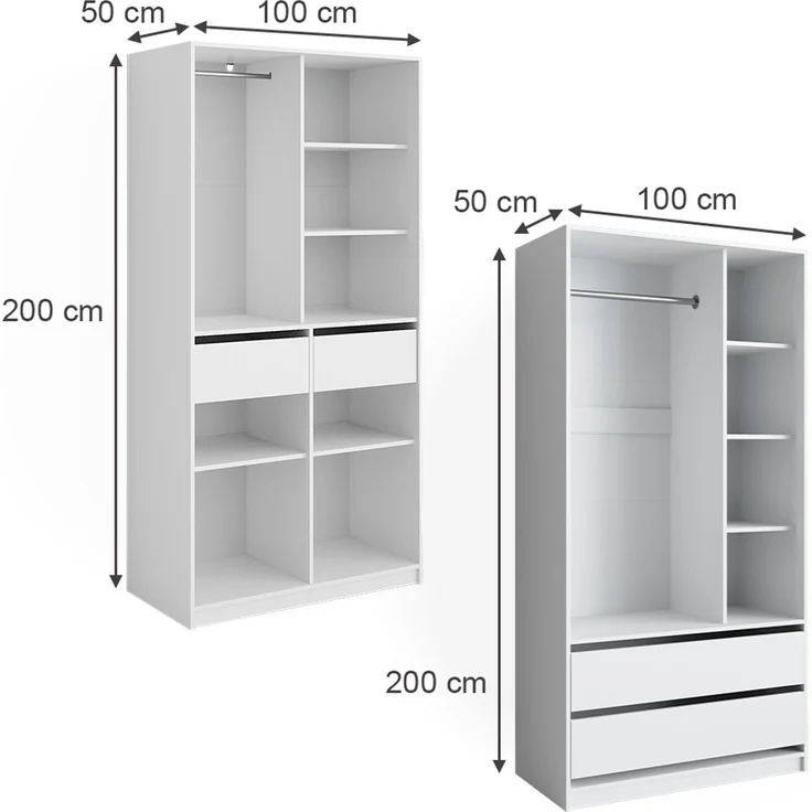 Kleiderschrank Elmo Weiß 200 x 200 cm 2er Set Vicco – Bild 3