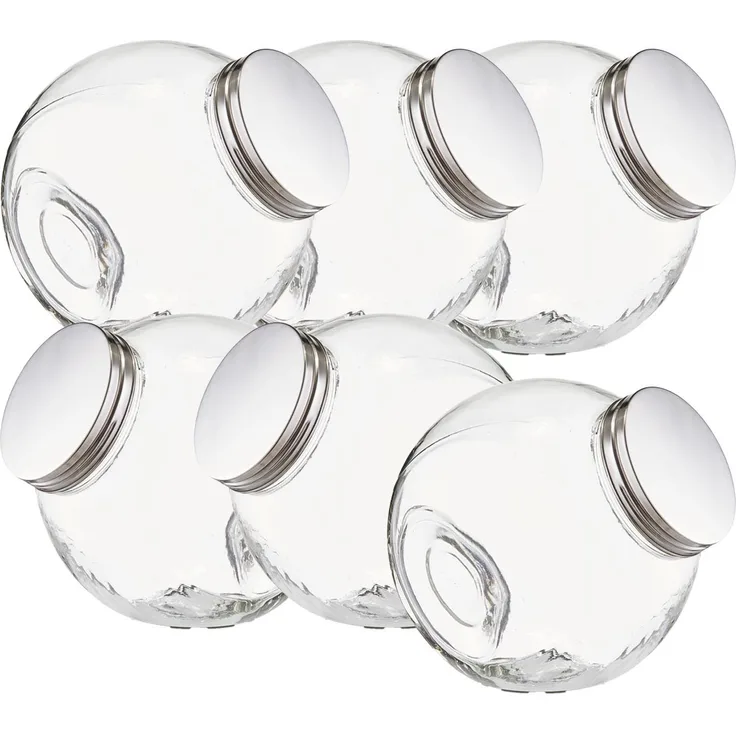 6 Stück Vorratsglas Candy, Edelstahldeckel - 18 x 12,5 x 18 cm