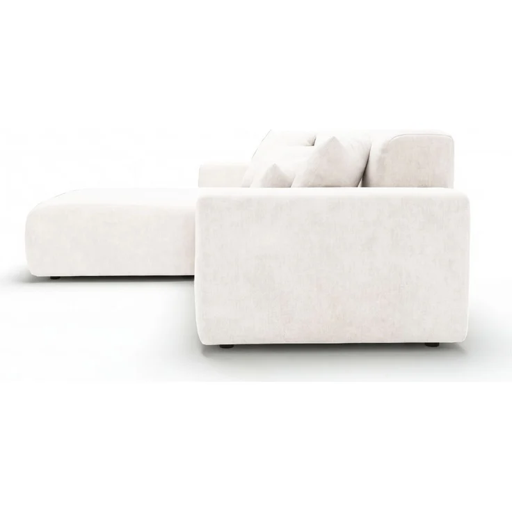 GRAINGOLD Ecksofa L-Form Nork, Wohnzimmer Ecksofa, Couch L-Form, Velour-Stoff, Creme, Links – Bild 7