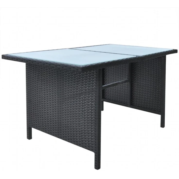 vidaXL 6-tlg. Garten-Essgruppe mit Kissen Poly Rattan Schwarz 42643 – Bild 8