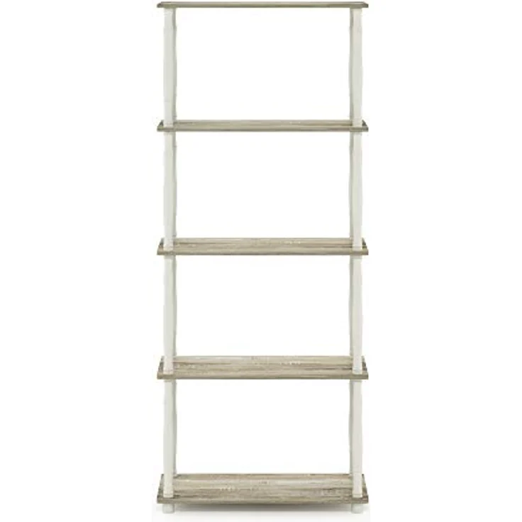 Furinno Regal mit 4 Fächern, holz, Sonoma Eiche/Weiß, 29. 46x29. 46x145. 8 cm – Bild 5