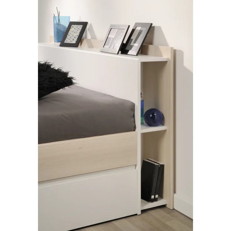 Stauraumbett >Most 5< in Akazie / Weiss - 220x150x79cm (LxBxH) – Bild 4