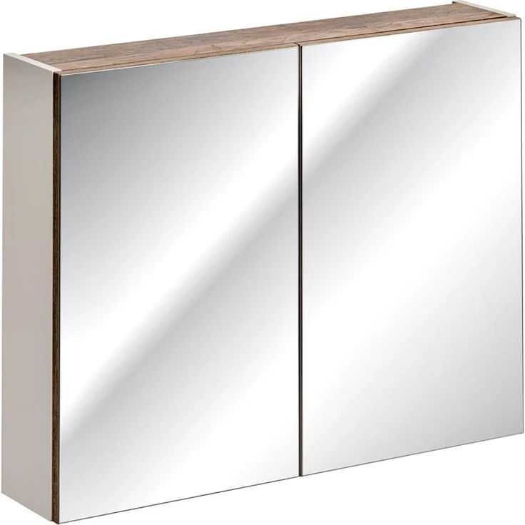 Spiegelschrank 80cm mit LED PUEBLA-56-TAUPE in taupe mit Vintage Oak Nb. B/H/T ca. 80/65-75/17 cm – Bild 2