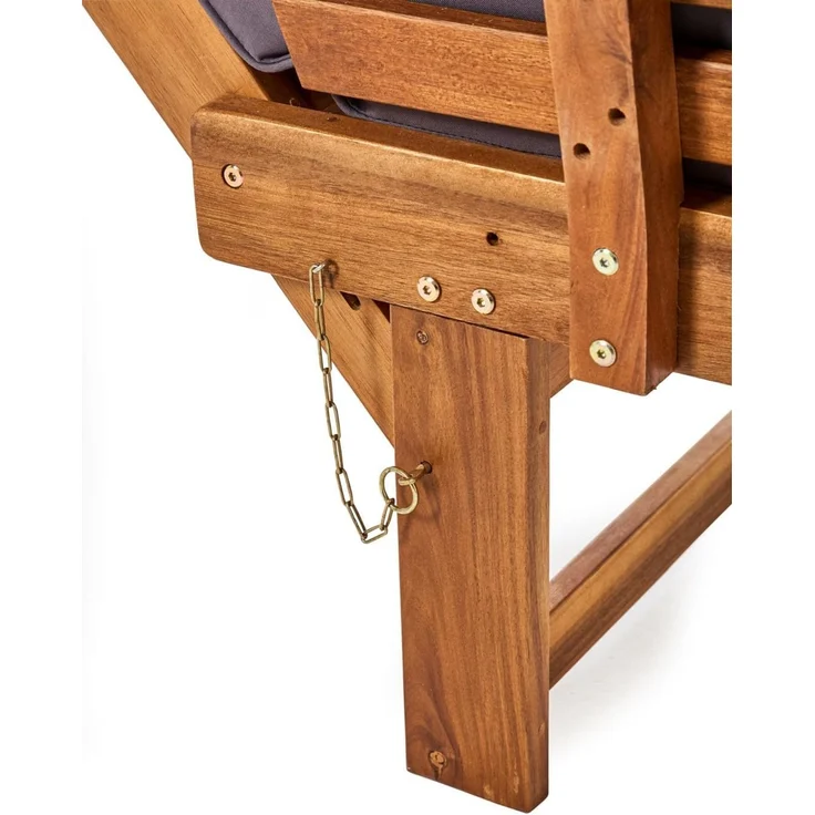 Wohnando Sitzbank Gartenbank "Monte" 202x 67x87cm (BxTxH), massives Akazienholz, FSC (1-St), braun, graue Sitzauflage, ausklappbarer Tisch, umklappbare Seitenteile – Bild 7