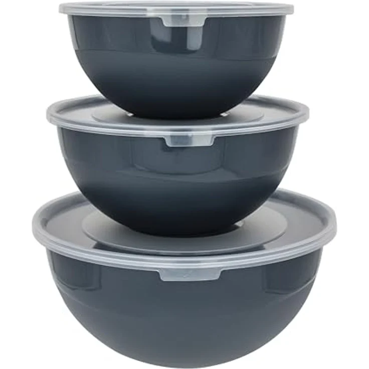 Centi Rührschüssel NOVARA Schüssel-Set mit Deckel, Kunststoff, (3-tlg), – 2 l, 3 l, 5 l – mit Deckel – anthrazit – – Bild 1