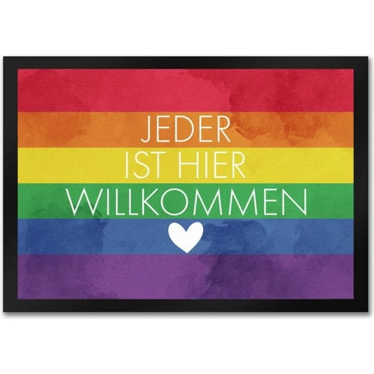 speecheese Fußmatte Jeder ist hier willkommen Fußmatte in 35x50 cm mit Regenbogenfahne – Bild 2