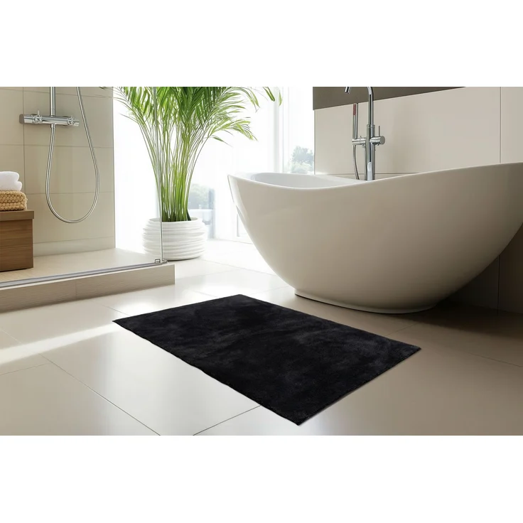Badematte LAURA schwarz BL 67x110 cm schwarz Badteppich Badvorleger Duschvorleger Duschmatte Badeteppich – Bild 5