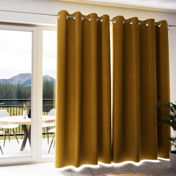 Soleil d'ocre, Ösenvorhang 100% verdunkelnd 135x250 cm Eclipse Senffarben – Bild 2
