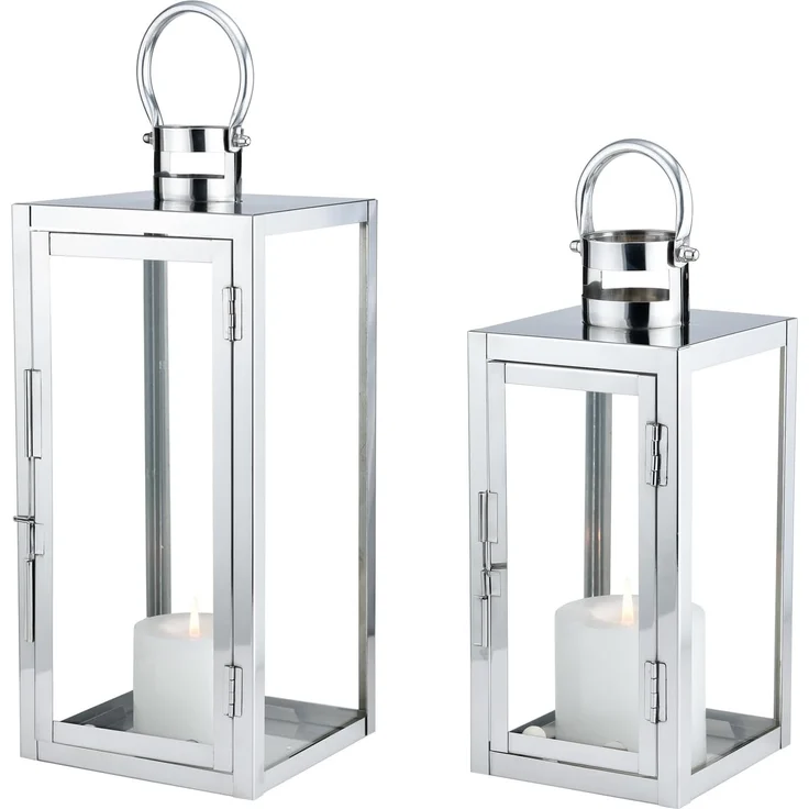 Marrakesch Orient & Mediterran Interior Kerzenlaterne 2er Set Skandinavisches Design Windlicht Gartenlaterne Marra Silber, Handarbeit – Bild 1