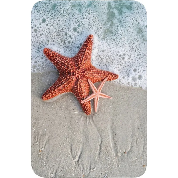 OnlyWow WC-Vorleger Seestern - Strand - Meer, Höhe 10 mm, Polyester, Rechteckig, WC Teppich, Toilettenvorleger, Toilettenteppich, Badematte 60x40 cm