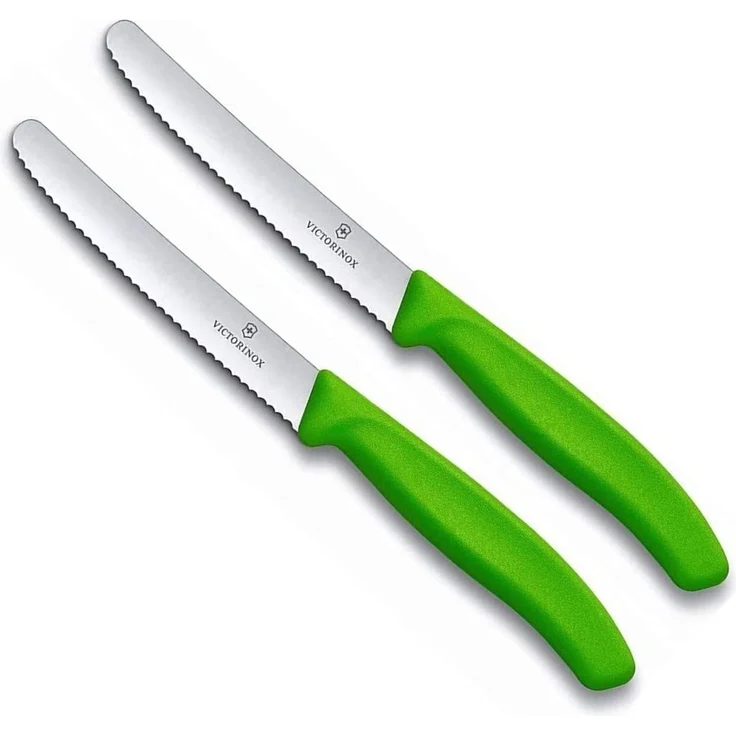 Victorinox | Tafelmesser Set 2-tlg | Swiss Classic | ergonomischer Griff | spülmaschinengeeignet | Wellenschliff | Farbe: Grün
