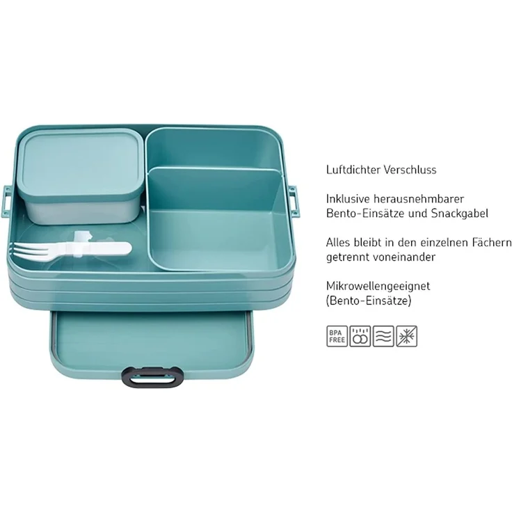 Mepal 2-tlg Bento-Lunchboxen Set Klein/Groß Take A - Brotdose mit Fächern, geeignet für bis zu 4 BZW. 8 Butterbrote, TPE/pp/abs, 0 mm - Vivid Green – Bild 4
