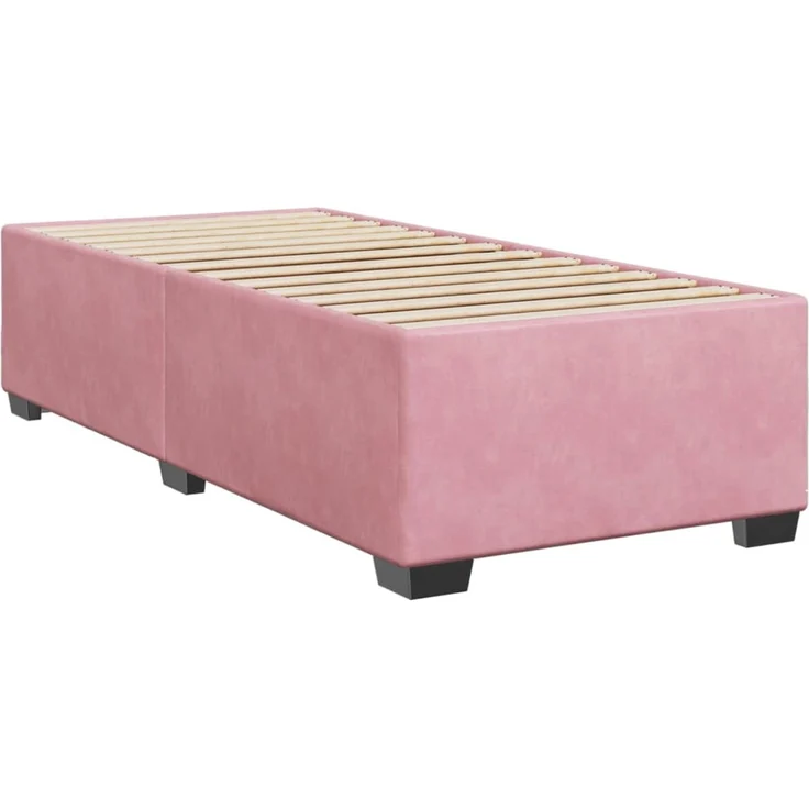 vidaXL Boxspringbett mit Matratze Rosa 90x200 cm Samt 3285262 – Bild 5