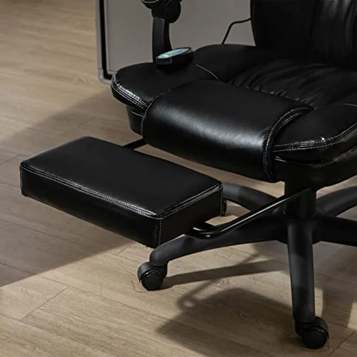 Vinsetto Bürostuhl mit Fußstütze und Massagefunktion, höhenverstellbar, 360° Drehung, 6 Vibrationspunkte, 5 Massagemodi – Bild 9