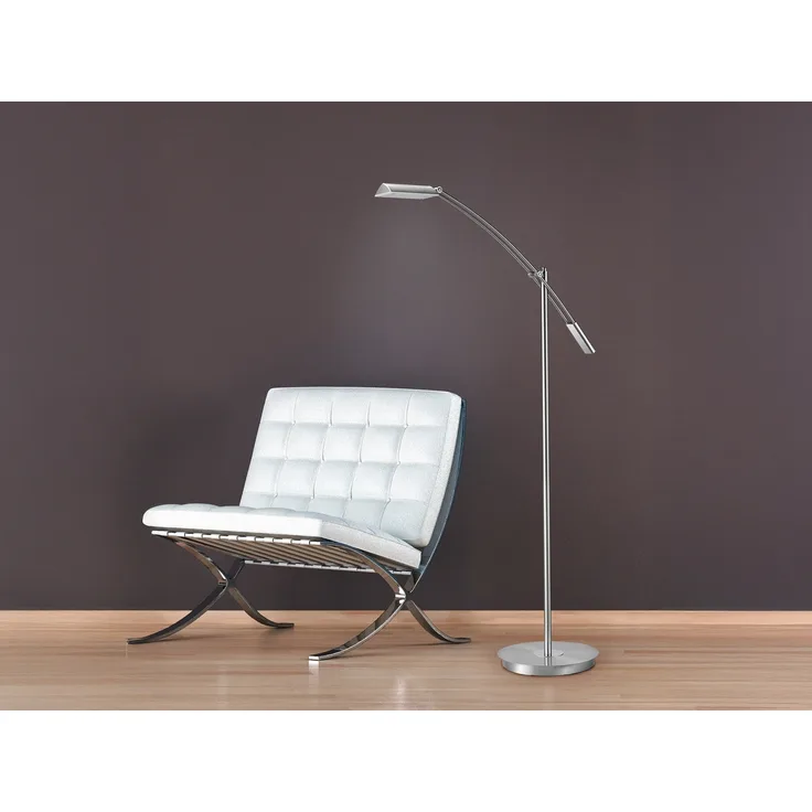 Kleine LED Stehleuchte VERONA dimmbar & schwenkbar in Silber, Höhe 126cm