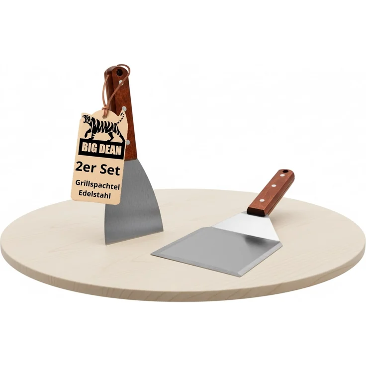 2er Set Grillspachtel Edelstahl + Holfgriffe – Bild 10