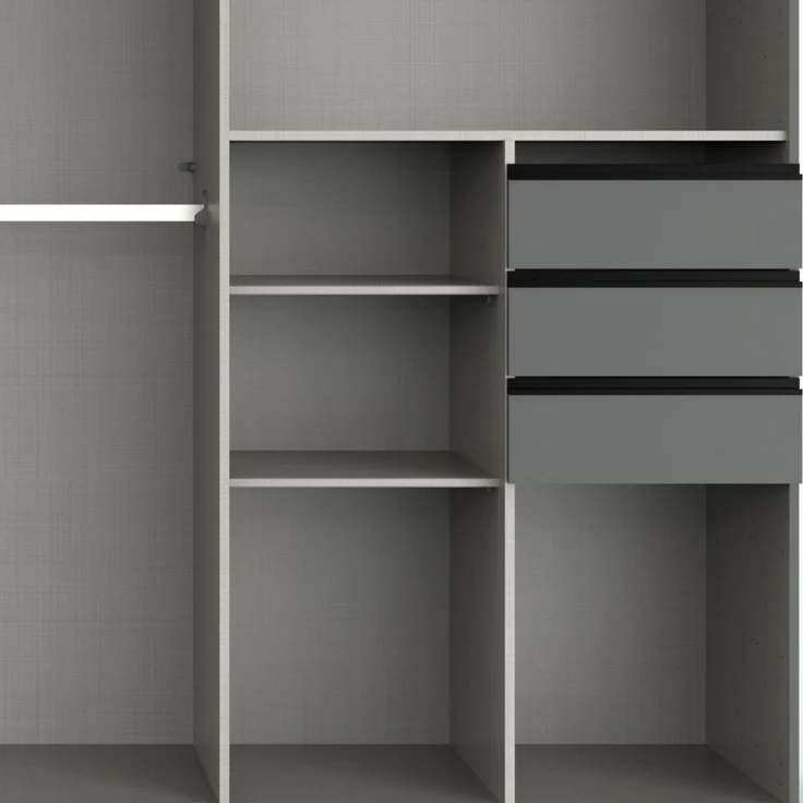 Schwebetürenschrank Kleiderschrank 273 cm Passepartout Schubladen Spiegel Weiß Grafit – Bild 6