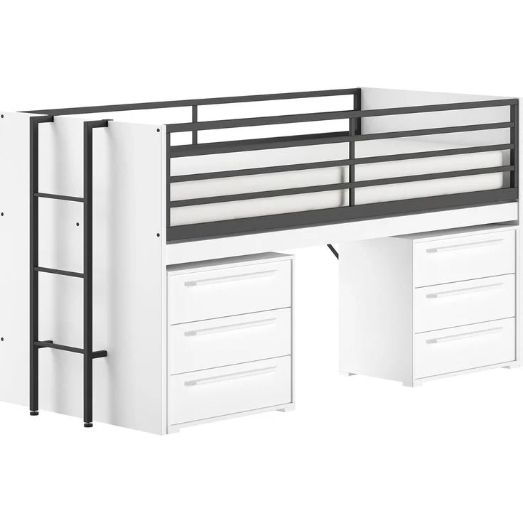 Halbhohes Bett mit Schreibtisch Kommoden Sam 98 x 219 x 116.6 cm – Bild 2