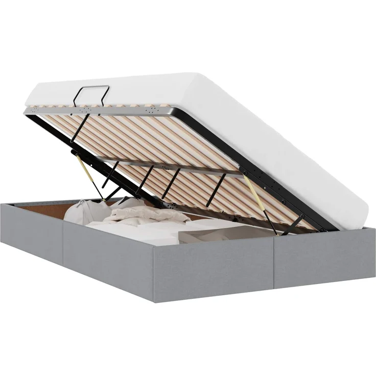 vidaXL Ottoman Bettgestell mit Speicher Hellgrau 120 x 200 cm Stoff 3442814 – Bild 2