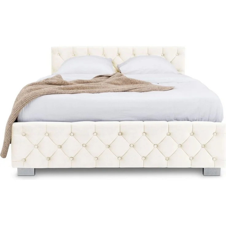 IDIMEX Polsterbett NURI, Bett 160x200 cm mit Samtbezug und Bettkasten Cremeweiß – Bild 3