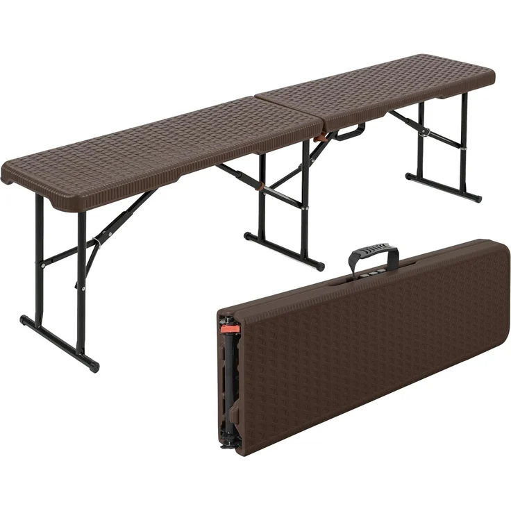 Floordirekt- Gartentisch klappbar Kunststoff 180x75 cm - Buffettisch mit Tragegriff - Klapptisch für Garten Terrasse und Balkon - Campingtisch 6 Personen (Gartenbank Kagawa)
