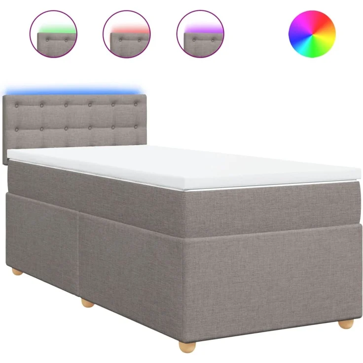 vidaXL Boxspringbett mit Matratze Taupe 90x200 cm Stoff 3288881 – Bild 2
