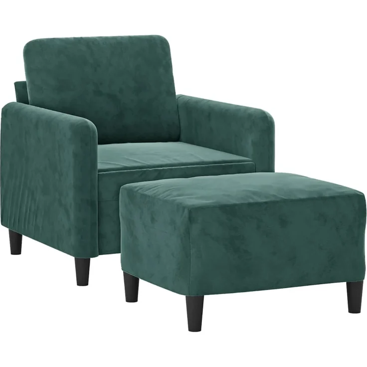 vidaXL Sessel mit Hocker Dunkelgrün 60 cm Samt 3201166 – Bild 2