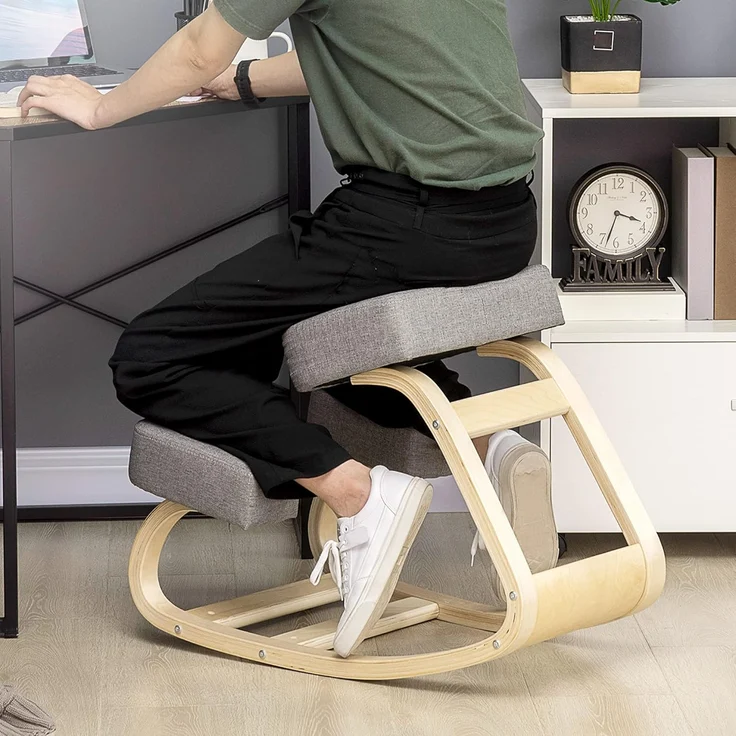 Vinsetto Stuhl Ergonomischer Kniestuhl zur Verbesserung der Körperhaltung (Gesundheitsstuhl, 1 St), für Zuhause, Büro, Grau – Bild 2