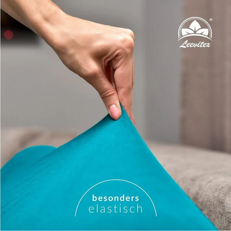 leevitex® Spannbettlaken, Premium 170g/m², Gummizug: rundum, schwer und dick, 100% Jersey-Baumwolle, Petrol / Seegrün, 90 x 200 - 100 x 220 cm – Bild 3