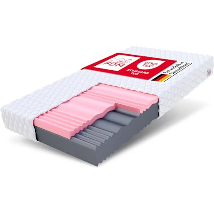 FDM Matratze 140x190 cm Härtegrad H3 H4 Höhe 14 cm Kaltschaummatratze HR-Schaum Visco-Schaum 7 Komfortzonen mit Hypoallergenem Waschbarem Jersey Bezug Oeko-Tex Select – Bild 2
