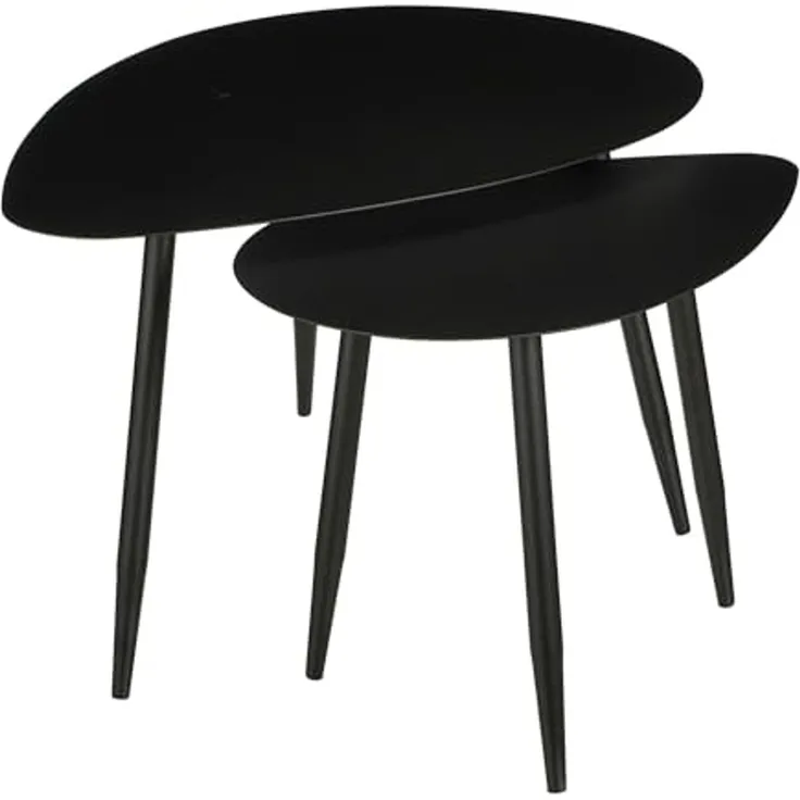 MICA Decorations Beistelltisch Jans - 80x60x47cm - Eisen - Schwarz - Set Van 2