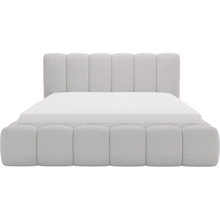 GRAINGOLD Cloud Bett 140x200, Polsterbett mit Bettkasten, Bouclé-Stoff, mit Kopfteil, Hellgrau – Bild 8
