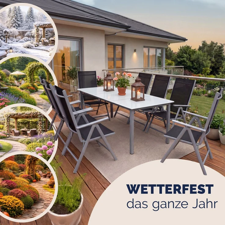 CASARIA® Aluminium Sitzgruppe Bern 8+1 Verstellbare Hochlehner Silber – Bild 10